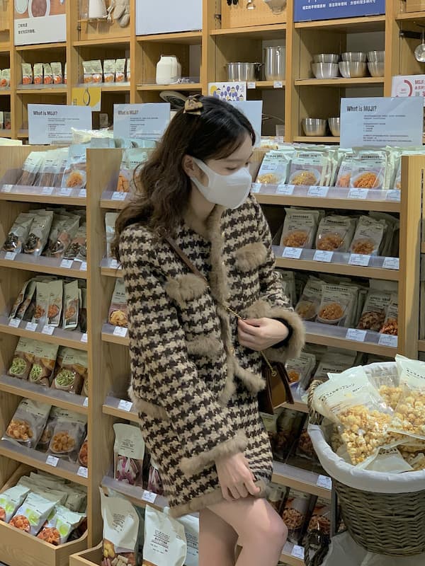 フレンチガーリー ファー付きチェックセットアップ