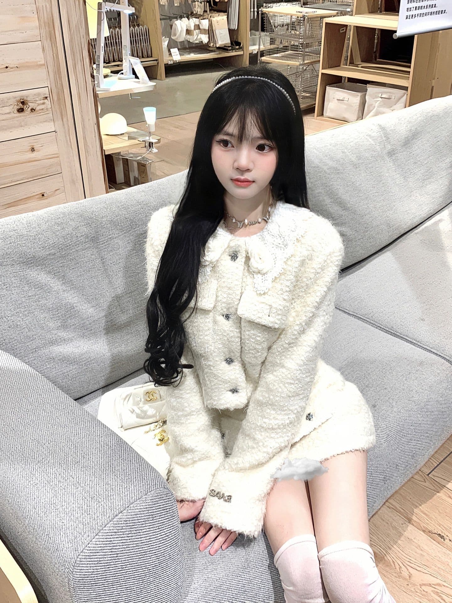 フレンチガーリー シルバーボタンのウィンターセットアップ