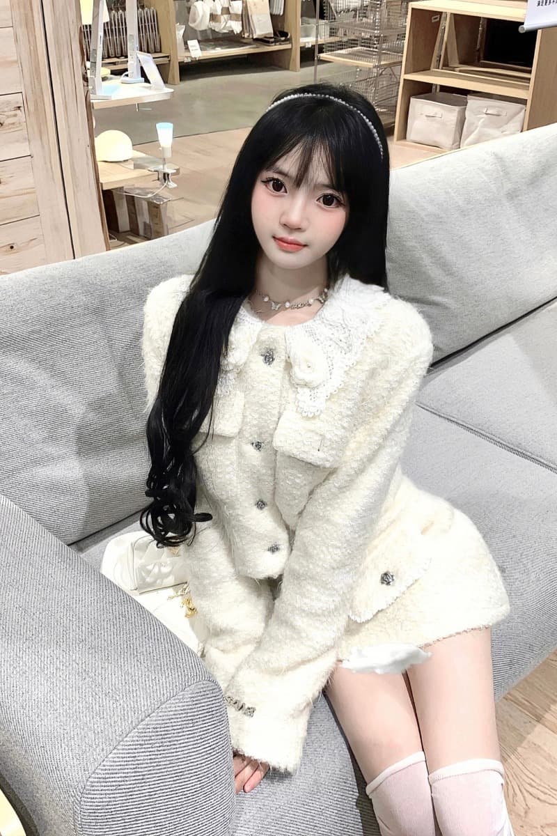 フレンチガーリー シルバーボタンのウィンターセットアップ