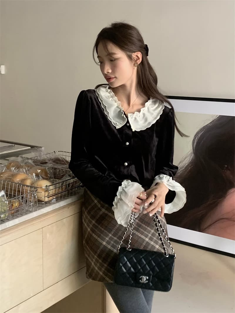 フレンチガーリー フリル襟付きガーリーカーディガン