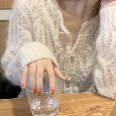 フレンチガーリー ふんわり透かし編みカーディガン 白 長袖 可愛い女性用