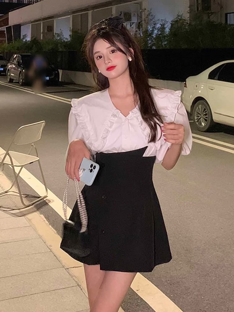 フレンチガーリー ビックカラーフリルセット