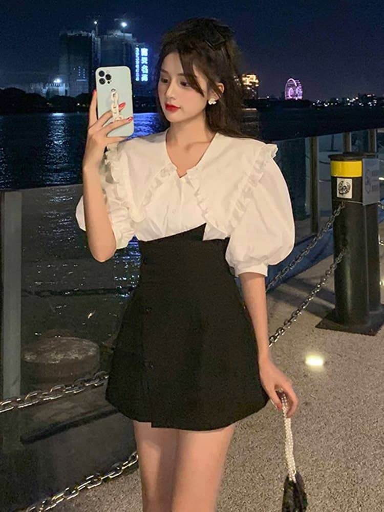 フレンチガーリー ビックカラーフリルセット