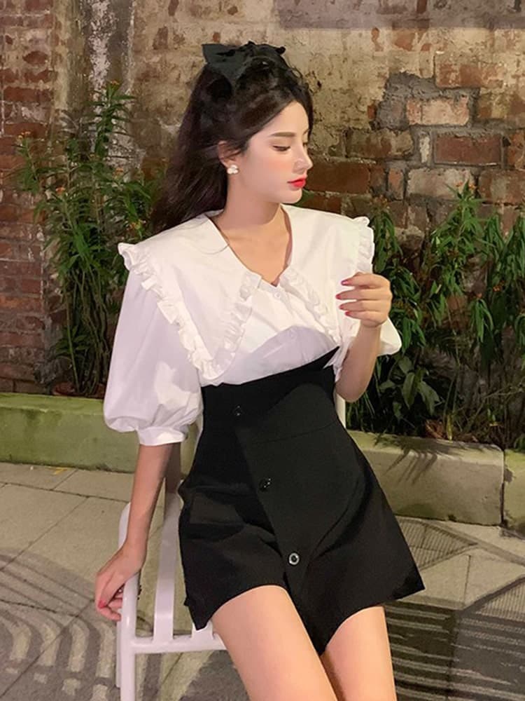 フレンチガーリー ビックカラーフリルセット