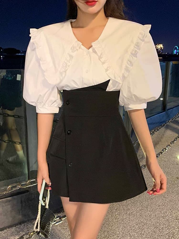 フレンチガーリー ビックカラーフリルセット