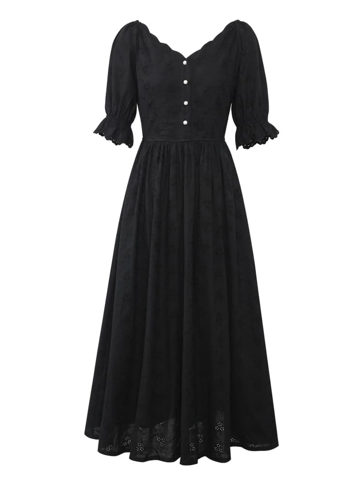 フレンチガーリー フラワーコットンロングワンピース