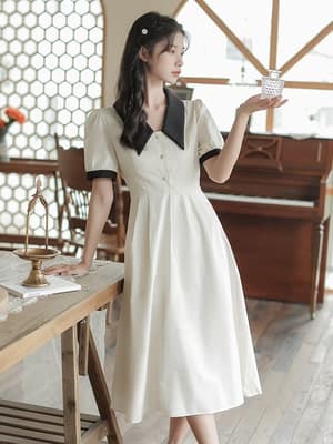 フレンチガーリー ヘップバーン スタイル ワンピース