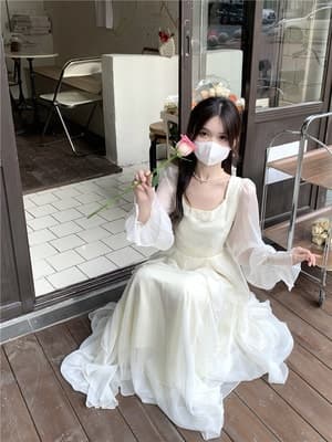 フレンチガーリー 上品 ロングスカート Aライン ワンピース