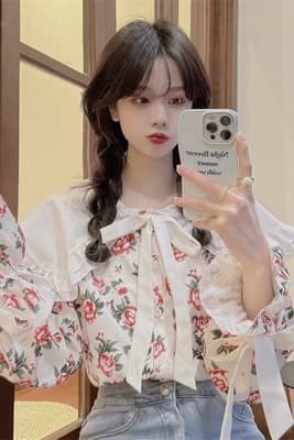 フレンチガーリー 花柄フリルブラウス