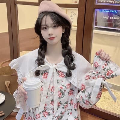 フレンチガーリー 花柄フリルブラウス