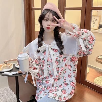 フレンチガーリー 花柄フリルブラウス