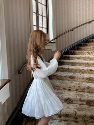 フレンチガーリー ミニホワイトワンピース
