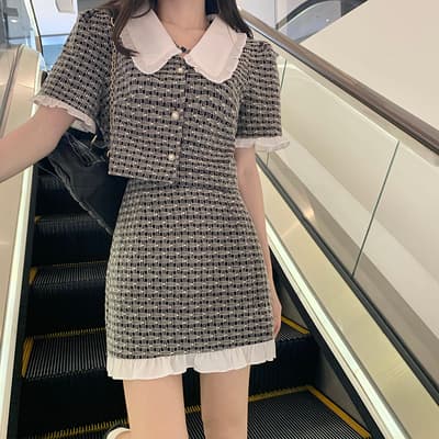 フレンチガーリー パフスリーブフリルセットアップ