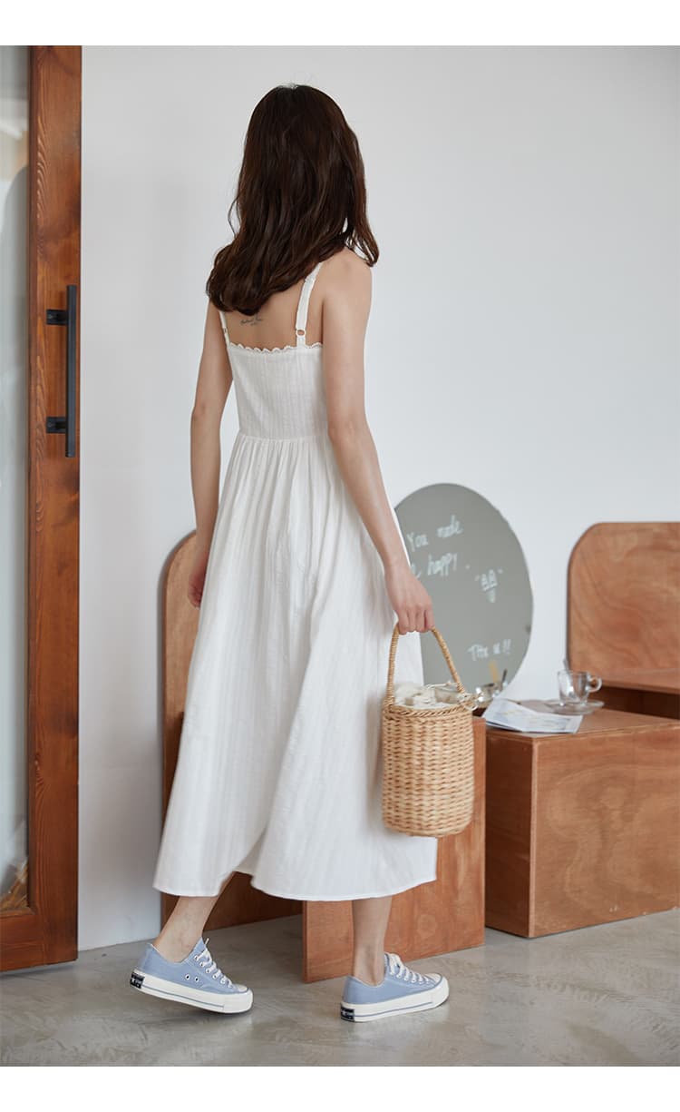 フレンチガーリー コットンキャミロングワンピース