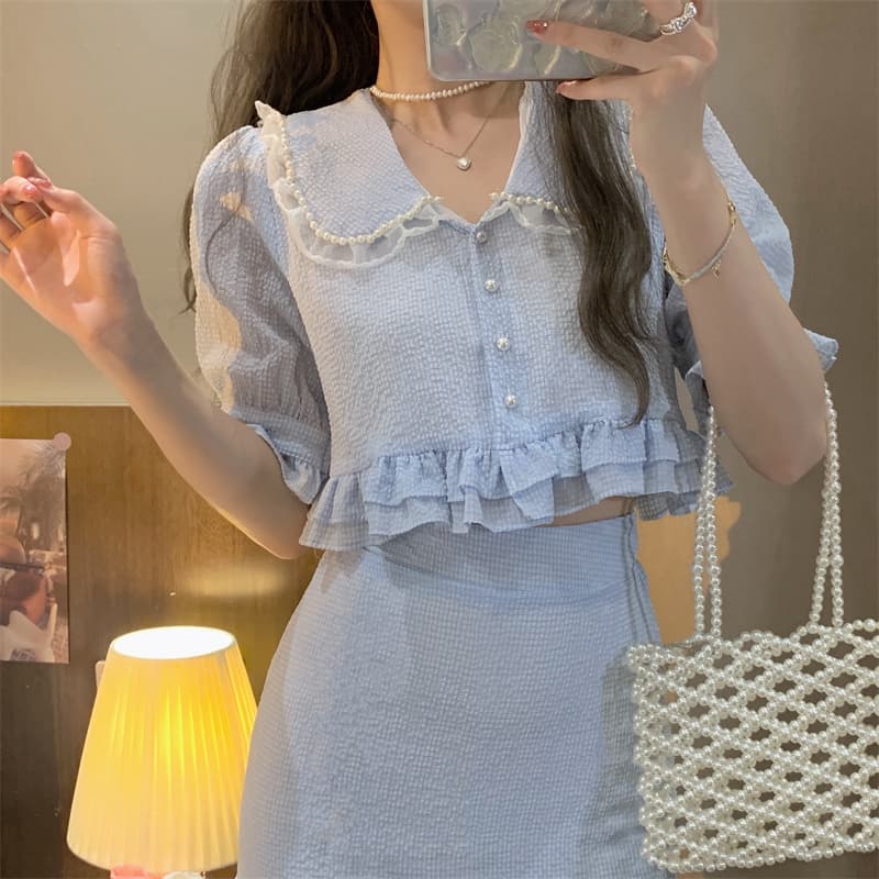 フレンチガーリー フリフリパールセットアップ