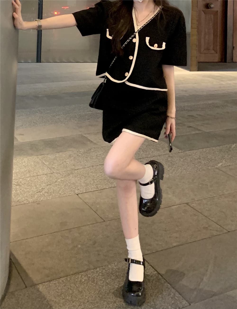 フレンチガーリー バイカラーショートパンツセットアップ