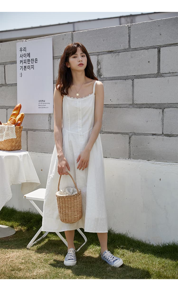 フレンチガーリー コットンキャミロングワンピース