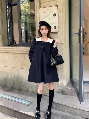 フレンチガーリー プレッピースタイル ワンピース