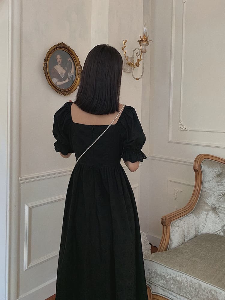 フレンチガーリー フラワーコットンロングワンピース