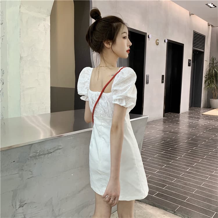 フレンチガーリー コットンスクエアミニワンピース