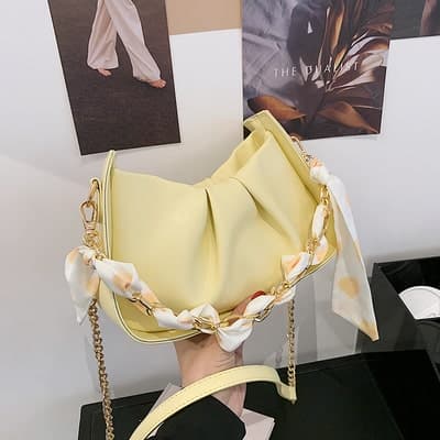 フレンチガーリー スカーフ付きパステルショルダーバッグ