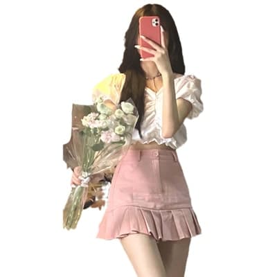 フレンチガーリー Aライン裾フリルスカート
