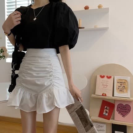 フレンチガーリー ハイウエストプリーツスカート