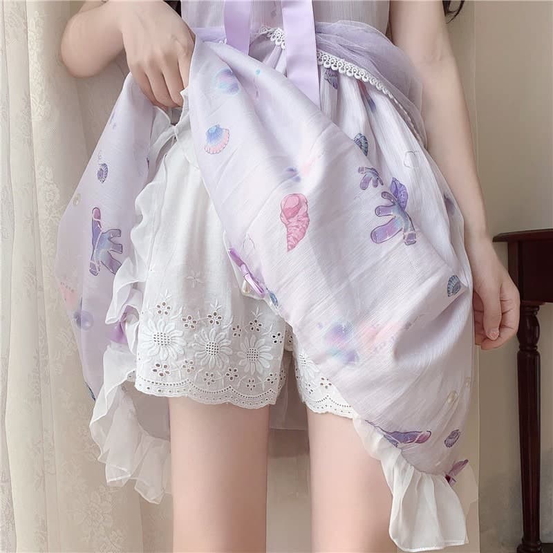 フレンチガーリー コットンフリルミニパンツ
