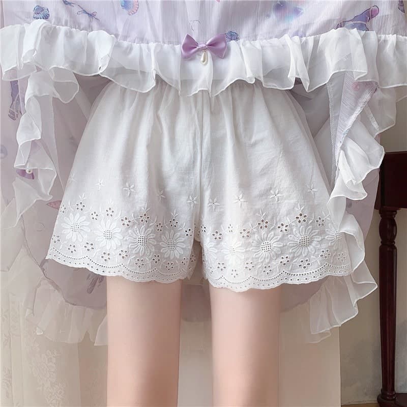 フレンチガーリー コットンフリルミニパンツ
