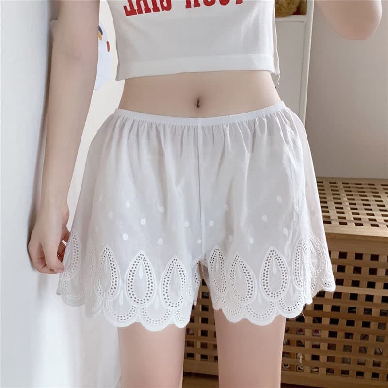 フレンチガーリー コットンフリルミニパンツ
