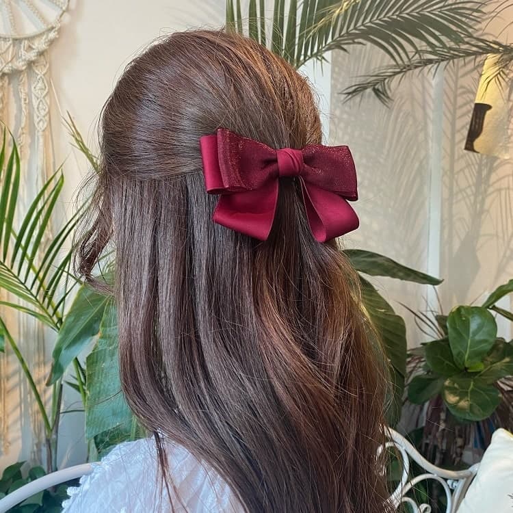 フレンチガーリー シンプルリボンバレッタ