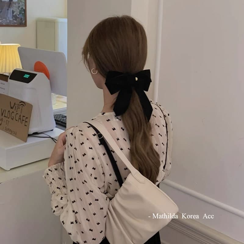 フレンチガーリー ピン付きベルベットリボンバレッタ