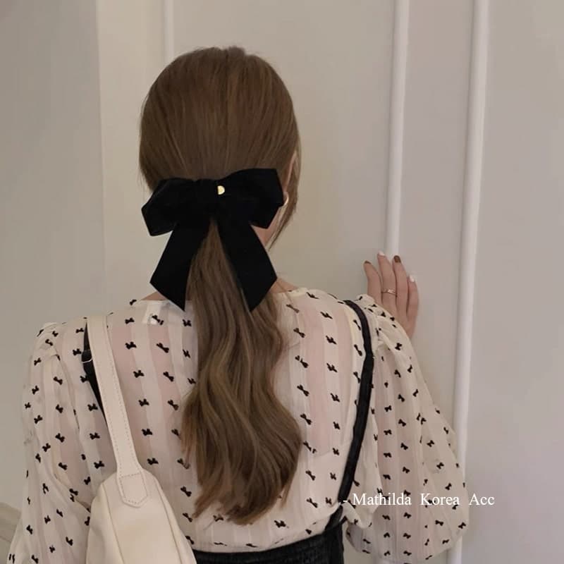 フレンチガーリー ピン付きベルベットリボンバレッタ