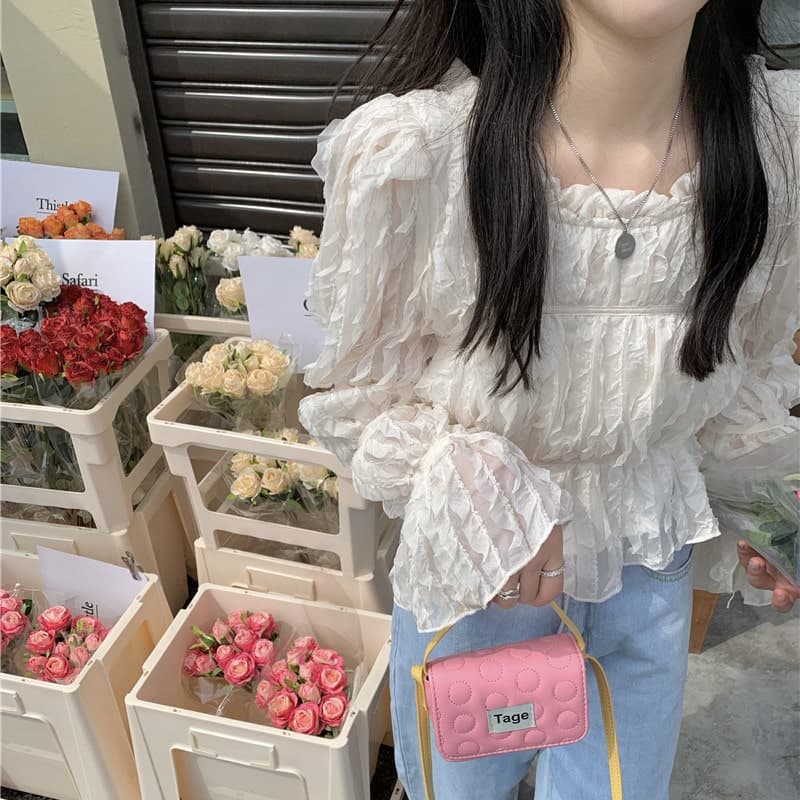 フレンチガーリー プリーツシフォンブラウス