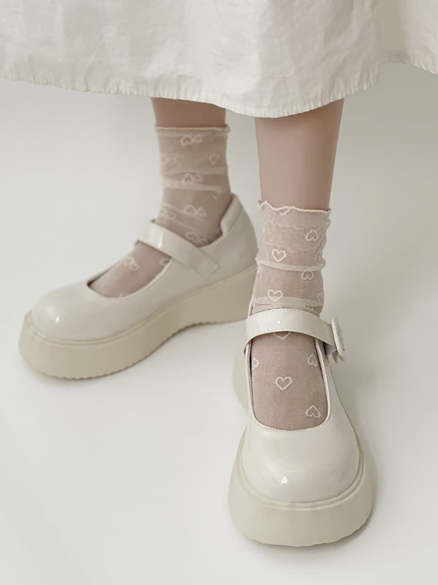 フレンチガーリー 厚底のビンテージシングルシューズ 靴