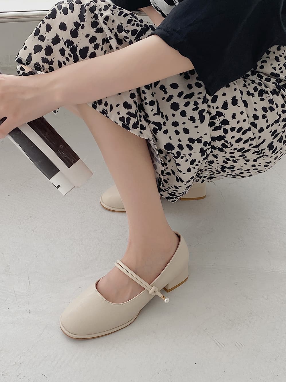 フレンチガーリー ラフヒールシューズ 靴