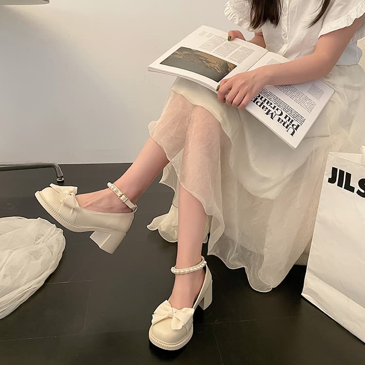 フレンチガーリー リボンが可愛い♡ヒール 靴