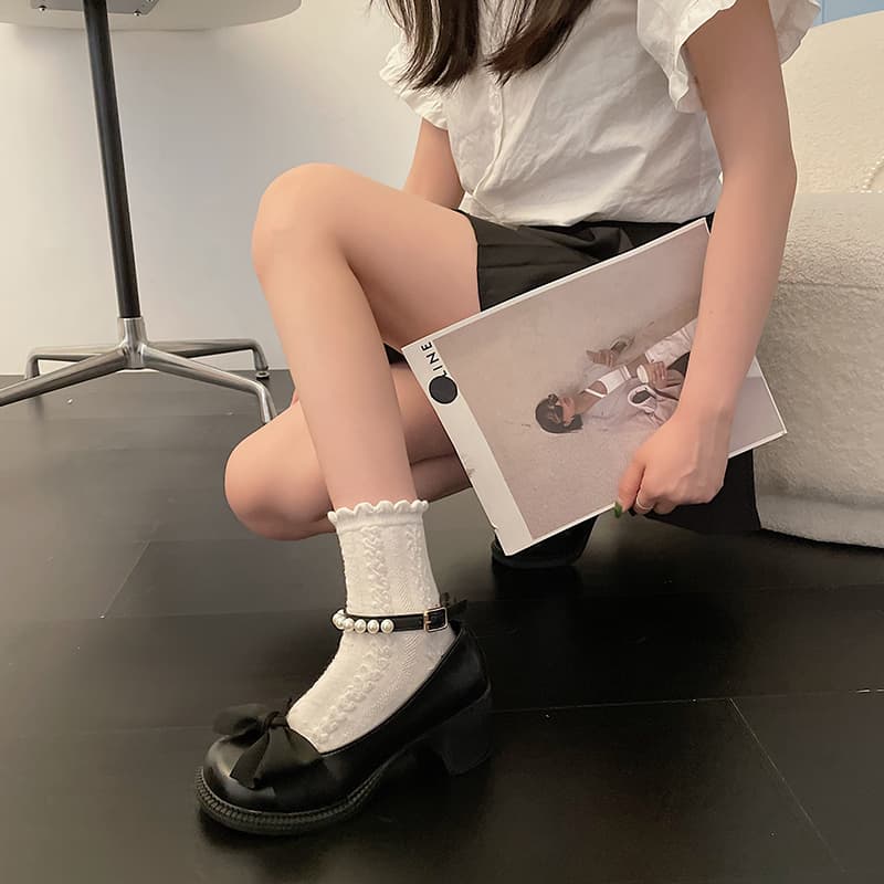フレンチガーリー リボンが可愛い♡ヒール 靴