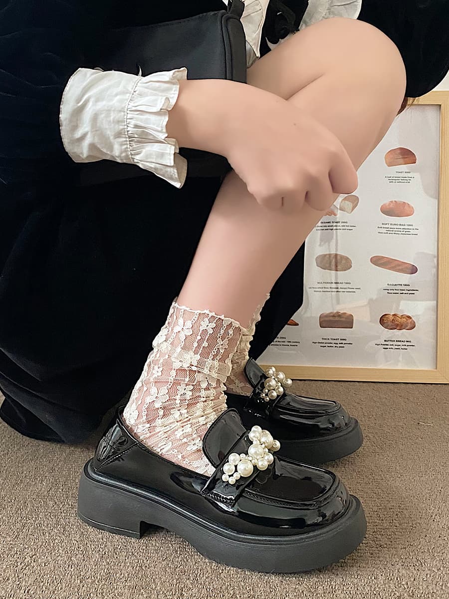 フレンチガーリー パールが可愛い♡厚底シューズ 靴
