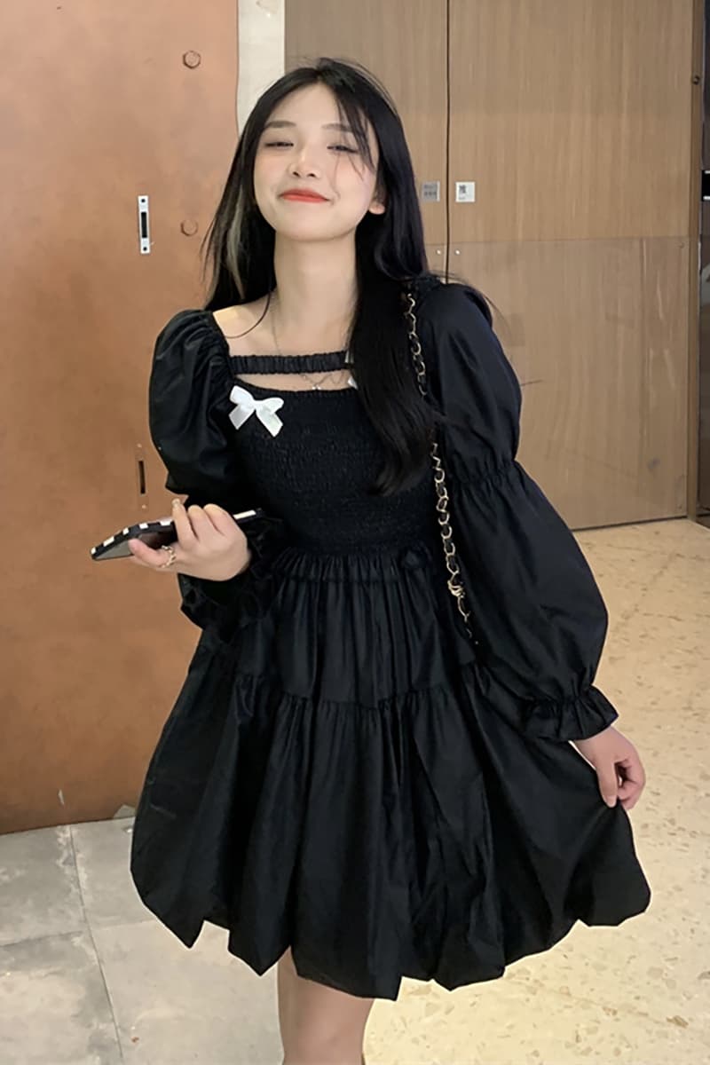 フレンチガーリー 白色のリボンが可愛い♡ワンピース