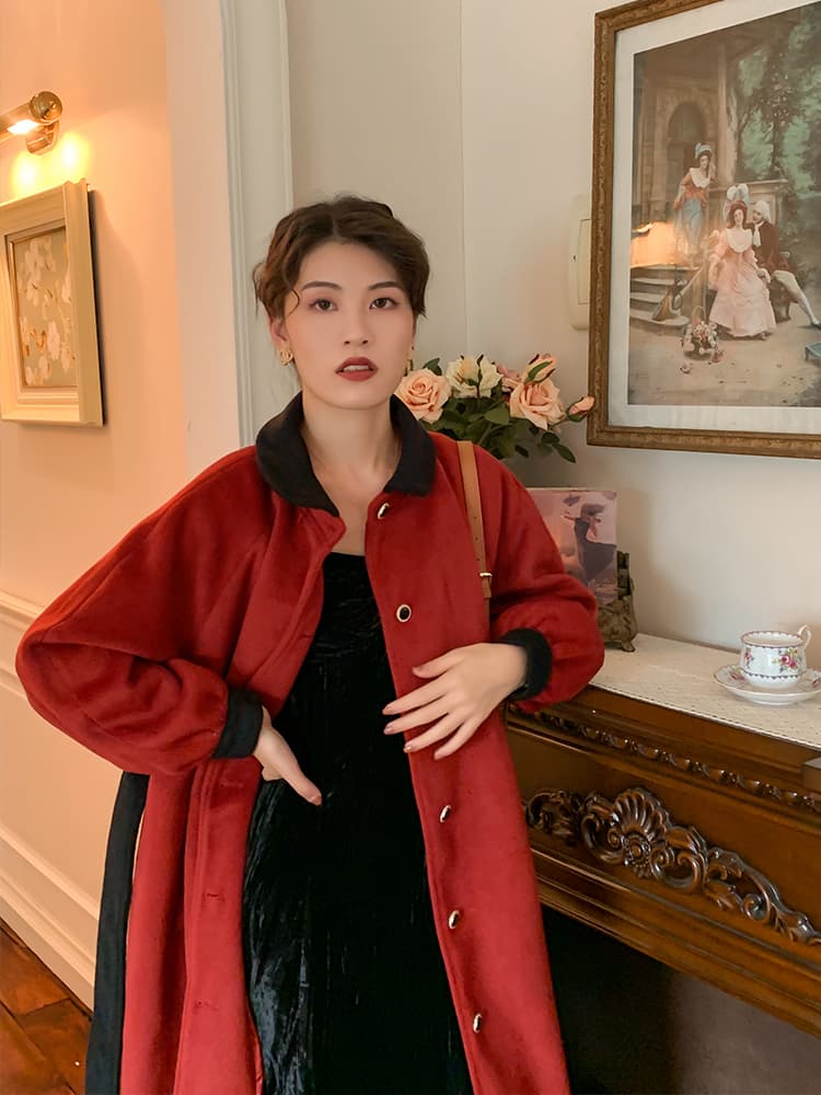 フレンチガーリー シースルーベロアロングワンピース