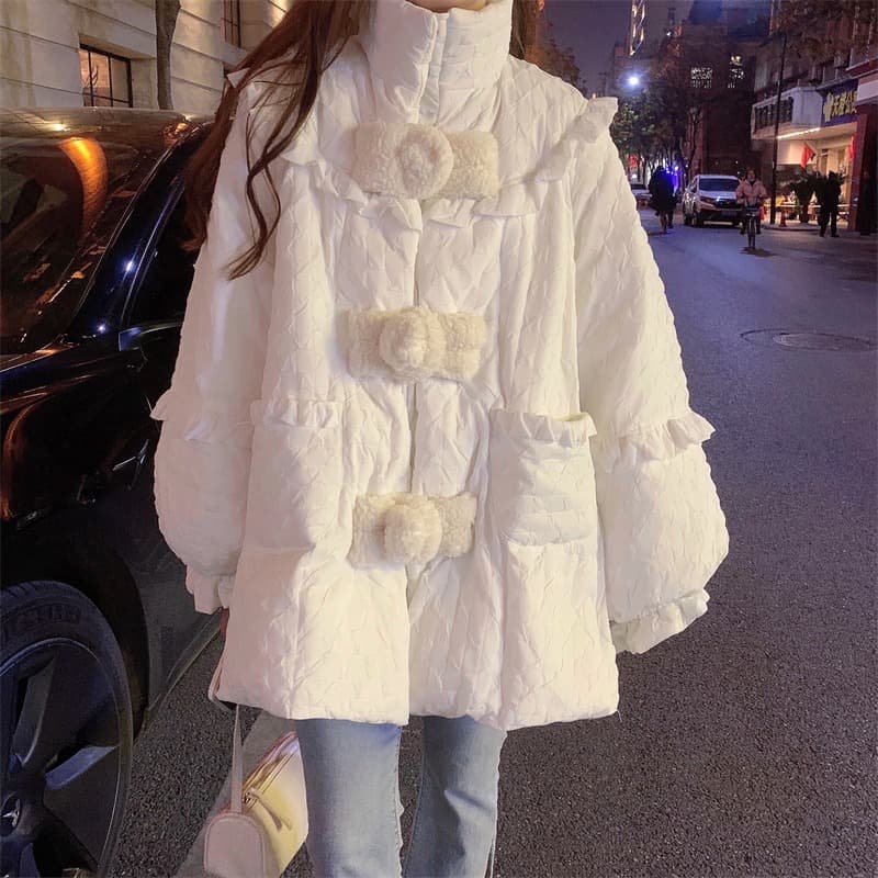 フレンチガーリー 厚手のホワイトコート アウター
