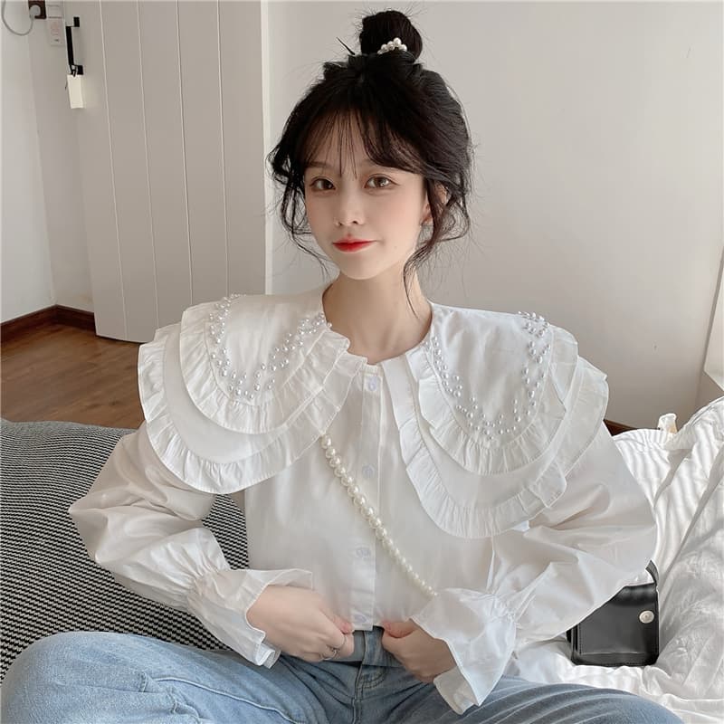 フレンチガーリ ホワイトシャツブラウス