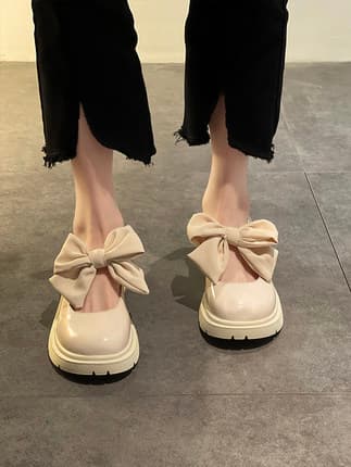 フレンチガーリー ビックリボン厚底シューズ靴